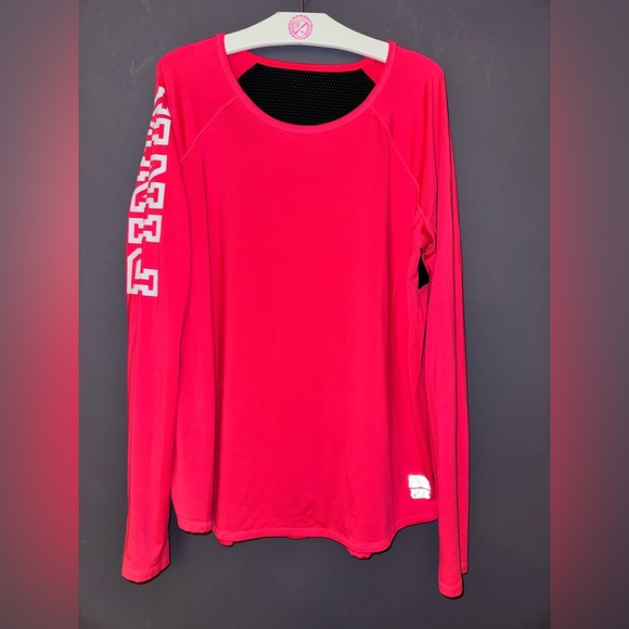 PINK Victoria's Secret Tops - VS PINK VINTAGE LONG SLEEVE ACTIVE CREW SHIRT COLORBLOCK MESH BACK LOGO HTF RARE